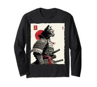 Arte en Tinta Samurai Cat Warrior Ink Kawaii Anime Cat Samurai Manga Larga