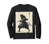 Arte en Tinta Samurai Cat Warrior Ink Kawaii Anime Cat Samurai Manga Larga