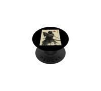 Arte en Tinta Samurai Cat Warrior Ink Kawaii Anime Cat Samurai PopSockets PopGrip Adhesivo