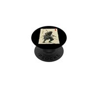 Arte en Tinta Samurai Cat Warrior Ink Kawaii Anime Cat Samurai PopSockets PopGrip Adhesivo