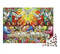 Arte en Vidrio de Colores Puzzle de 1000 Piezas Papel para Adultos Escena Última Cena Decoración Hogar Relajante Concentración Regalo Familiar 70x50cm/1000pcs