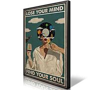 Arte enmarcado vintage Lose Your Mind Find Your Soul Póster Cita de Salud Mental Lienzo Arte de Pared Pósters Cool Unique Music Girl Impresión Pintura Abstracta Decoración de Pared para Dormitorio