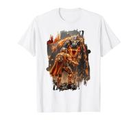 Arte épico de Ciencia ficción Fuego T-Rex y Aventurero Espacial Camiseta gráfica económica, Hombre, Blanco, M