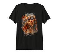 Arte épico de Ciencia ficción Fuego T-Rex y Aventurero Espacial Camiseta Premium