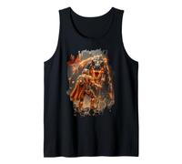 Arte épico de Ciencia ficción Fuego T-Rex y Aventurero Espacial Camiseta sin Mangas