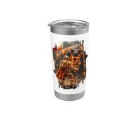 Arte épico de ciencia ficción fuego T-rex y aventurero espacial Vaso térmico de acero inoxidable de doble pared