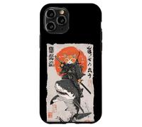 Arte épico de un gato ninja montando tiburones, divertido ukiyo-e japonés Carcasa para iPhone 11 Pro