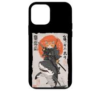 Arte épico de un gato ninja montando tiburones, divertido ukiyo-e japonés Carcasa para iPhone 12 mini