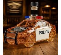 Arte Escultura 300ML Decantador Whisky - Decantador De Whisky De Cristal Novedoso, Botella De Whisky Con Forma De Coche De Policía 3D, Botellas De Vino Vacías Con Temática De Coche Creativas(C)