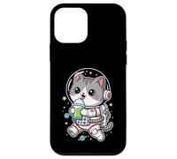 Arte espacial de gato astronauta kawaii bebiendo granizado Carcasa para iPhone 12 mini