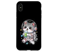 Arte espacial de gato astronauta kawaii bebiendo granizado Carcasa para iPhone XS Max