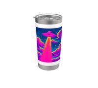 Arte espacial retro de ciencia ficción con secuestro de ovnis Vaso térmico de acero inoxidable de doble pared