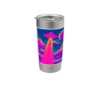Arte espacial retro de ciencia ficción con secuestro de ovnis Vaso térmico de acero inoxidable de doble pared