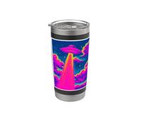 Arte espacial retro de ciencia ficción con secuestro de ovnis Vaso térmico de acero inoxidable de doble pared