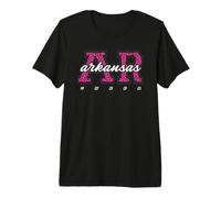 Arte estatal Universitario Retro Arkansas Cheer Pink Leopard Camiseta Premium