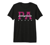 Arte estatal Universitario Retro de Pennsylvania Cheer Pink Leopard Camiseta Premium