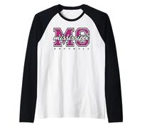 Arte estatal Universitario Retro de Softball Pink Leopard Camiseta Manga Raglan