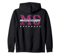 Arte estatal Universitario Retro de Softball Pink Leopard Sudadera con Capucha