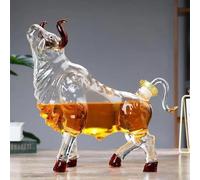 Arte Estatua - 1000ML Decantador Whisky, Botella De Whisky Con Forma De Toro En 3D, Decantador De Whisky De Vidrio Sin Plomo Con Temática Animal, Decoración Única Para El Bar De Casa