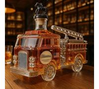 Arte Estatua - 300ML Decantador Whisky, Botella De Whisky 3D Con Forma De Camión De Bomberos, Decantador De Whisky De Cristal Novedoso, Botellas De Vino Vacías Con Temática De Coche Creativas(B)