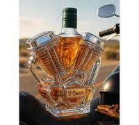 Arte Estatua - 300ML Decantador Whisky, Botellas De Whisky Y Vino V-Twin De Vidrio Novedosas En 3D, Decantador De Whisky Con Motor De Motocicleta, Botellas De Vino De Vidrio Con Diseño(C)