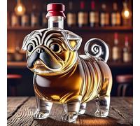 Arte Estatua - 300ML Decantador Whisky, Esculturas De Decantador De Whisky En Forma De Pug 3D, Botella De Vino De Vidrio Hecha A Mano Novedosa, Contenedores De Almacenamiento De Vino(B)