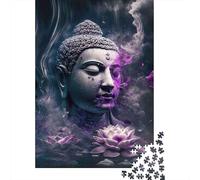 Arte Estatua Buda 1000 Piezas Cartón Premium Buda Morado Perfil Rompecabezas para Adultos Cartón Sólido Resistente Antiestrés Actividad Familiar Ecológico 38x26cm/1000pcs