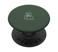 Arte estético de una línea Fantasma y café - Verde Salvia PopSockets PopGrip Adhesivo