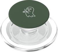 Arte estético de una línea Fantasma y café - Verde Salvia PopSockets PopGrip para MagSafe