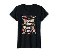 Arte estético Floral Bloom More Worry Less Camiseta