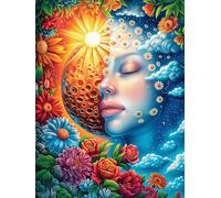 Arte Facial de la Diosa del Sol Puzzles 500 Piezas Moderno Decorativo Cuento de Hadas acompañante con Animales Rompecabezas Familiar para Hombres Y Mujeres Aliviar Estrés Maquetas Construir 500 PCS