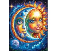 Arte facial de la diosa del sol y la luna Puzzles 500 Piezas Moderno Creativo Cuento de hadas acompañante adorable Rompecabezas Familiar Para Adultos 3D Maquetas Construir Aliviar Estrés Decorativo 50