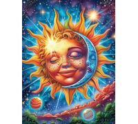 Arte facial de la diosa del sol y la luna Rompecabezas 500 Piezas Cartón Para Parejas Cuento de hadas de acompañamiento mágico Actividad Hacer En Grupo Ejercicio Mental Para Reyes Magos Detalle Cumple