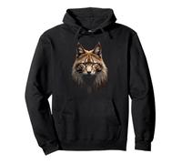 Arte facial realista de gato del bosque noruego negro Sudadera con Capucha