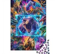 Arte Fantasía Dinosaurios Puzzle de 1000 Piezas Cartón Puzzle para Adultos Colores Noche Relajación Decoración Hogar 70x50cm/1000pcs