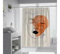 Arte Femenino con la línea de la Cara, Cortina de Ducha, Retrato Abstracto, decoración Moderna Minimalista de baño, Cortinas Impermeables de Tela con Ganchos Extra Largos 120 x 200 cm