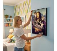 Arte Femenino Para Pared - Pintura al Óleo Humorística de Mujer - Cuadros de Sala con Mujer Sosteniendo un Gato | para Dormitorio Sala de Estar Hotel Residencia de Estudiantes Baño Lugar de Trabajo Ho