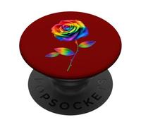 Arte Floral botánico Pride Rose Rainbow PopSockets PopGrip Adhesivo