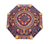 Arte Floral De Las Tribus Bohemia Paraguas Plegable Automático Paraguas de Viaje Mujer Niño Niña Protección UV Resistencia Viento Impermeable