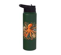 Arte floral de pulpo botánico bohemio Stainless Steel Insulated Water Bottle