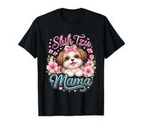 Arte Floral de Shih Tzu Mama, Lindo Perro y mamá Camiseta