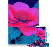 Arte Floral Vibrante︰ Rompecabezas de 1000 Piezas con Flores Rosas y turquesas para Adultos Juego de Memoria Cerebral Encaje Huecos Actividad Relajante para un Descanso Mental (38x26cm)