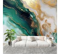 Arte Fluido Abstracto Fotomurales 350x256 cm Papel Pintado Tejido No Tejido Fotomural Esmeralda Efecto 3D Papel Tapiz Decorativos para Dormitorio Salón TV Pared Murales Póster