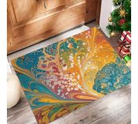 Arte Fluido Felpudo Antideslizante - 80 x 120 cmPuntos Mármol Trampa de Tierra Felpudo Exterior e Interior para Entrada Limpia - Fácil de Cuidar - Color Naranja