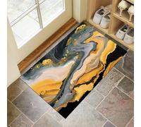 Arte Fluido Felpudo Interior, Textura Mármol Antideslizante, Lavable, Fácil Limpiar, Felpudo Duradero, Suave Cómodo para Puerta Casa, Entrada, Balcón (50 X 80 Cm, Amarillo)