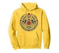 Arte Folclórico Pájaros Corazón Flores Mandala Polaco Estilo Sudadera con Capucha