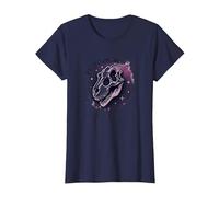 Arte fósil prehistórico del Dinosaurio del Alma para los fanáticos de la paleontología Camiseta, Mujer, Azul Marino, XS