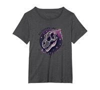 Arte fósil prehistórico del Dinosaurio del Alma para los fanáticos de la paleontología Camiseta, Mujer Tallas Grandes, Jaspeado Oscuro, 2XL Grande