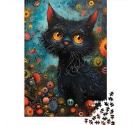 Arte Gato caprichoso Rompecabezas Ilustración Floral fantasía Cartón Reciclado 1000 Piezas, Juego Educativo 12+, Descompresión, Regalo Personalizado 38x26cm/1000pcs