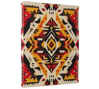 Arte geométrico abstracto para pared, impresión en lienzo con patrón del suroeste, color rojo, amarillo y negro, decoración moderna del hogar para sala de estar, dormitorio, oficina, sin marco, 12 x